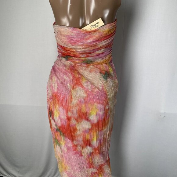 NEW JEWEL Badgley Mischka Women's Sheath Dress Pink/Multi Size 4 Strapless - Picture 5 of 8